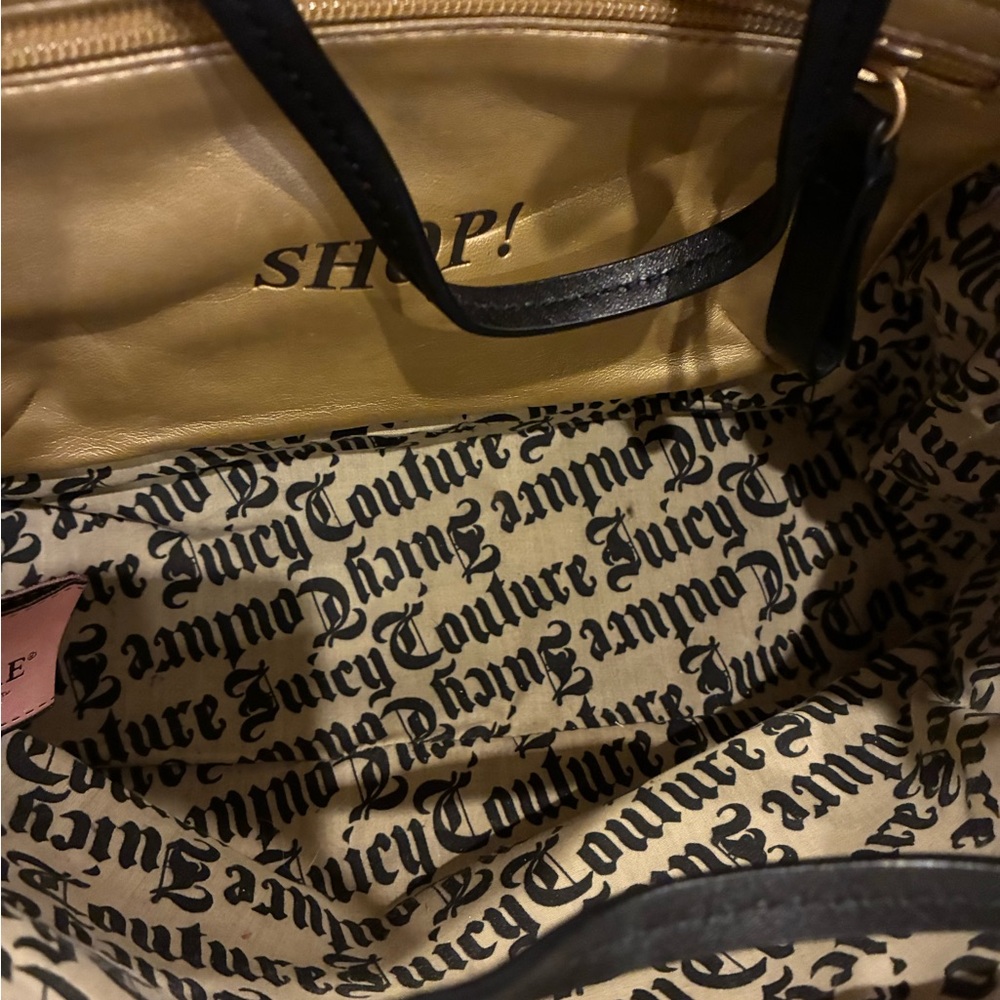 Vintage Juicy Couture Black Velour Logo Tote Bag - Picture 4 of 7